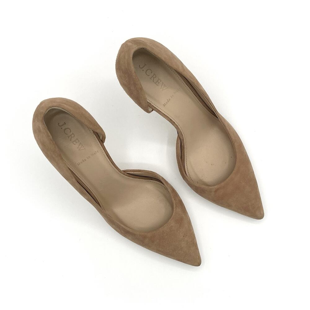 J. Crew Lucie Suede D'Orsay Pumps Chic Minimalist Classic Ashen Brown Heels Sz 8 - Picture 3 of 13